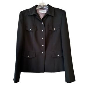 Calvin Klein Dressy Blazer, Sz. 8, Black Polyester, Vintage, Fully Lined